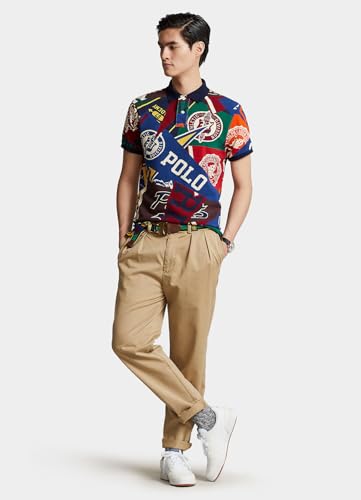 Image of Polo Ralph Lauren Classic Fit Pennant Mesh Polo Shirt (Patchwork /Pennant,L), Large