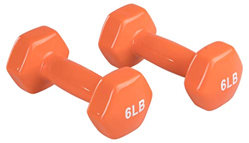 Image of amazon basics Vinyl 6 Pound Dumbbells - Set of 2, Orange pounds
