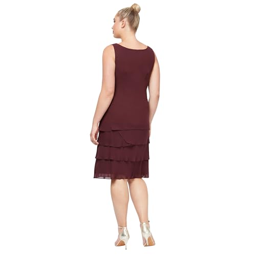 Image of S.L. Fashions Women's Mother of The Bride Tiered Jacket Dress with Shoulder Embellishment