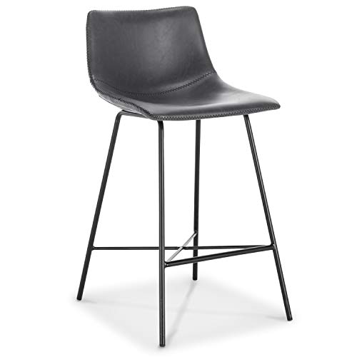 Poly And Bark Counter Stool 24 Inches - Counter Height Bar Stools Set Of 3 - Sturdy Kitchen Stools With Backs - Comfortable Bar Chair - Modern Countertop-High Chairs, Kitchen Island Barstools – Grey #TOP4