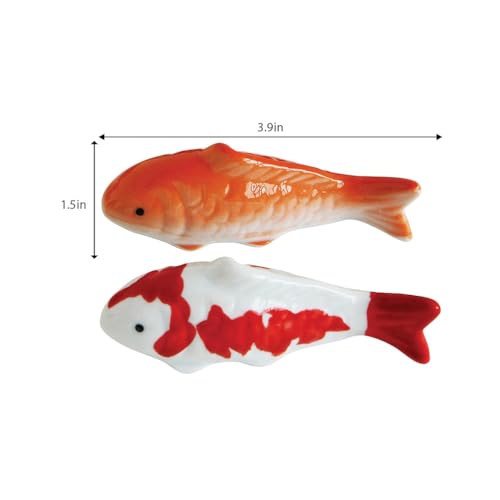 Image of Happyyami Floating Fish Decorations 2Pcs Ceramic Aquarium Ornaments Realistic Koi Fish Figurines for Underwater Crafts Pond and Garden Decor