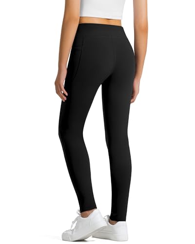 JOCMIC Girls Fleece Lined Leggings Athletic Winter Pants for Kids Warm High Waist Yoga Pant with Pockets4