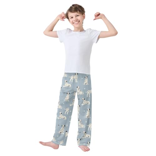 Boys' Pants Dalmatian Dogs Paw Gray Blue Long Bottoms Jogger Pants Elastic Waist Trousers with Pockets S-XL2