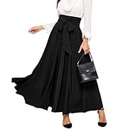 SweatyRocks Women's Elegant High Waist Skirt Tie Front Pleated Maxi Skirts