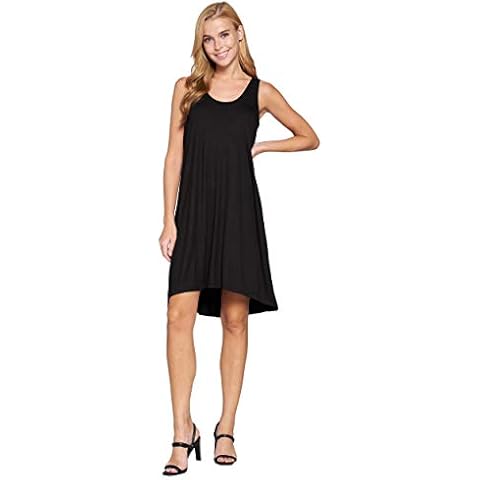 RENEEC. Women's Viscose made from Bamboo Ultra Soft Sleepwear Nightshirt Sleeveless Short Dress (Medium, Black) Cover