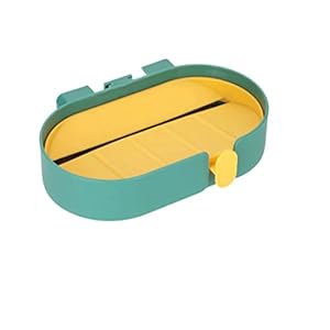 HJUGHPN Türkis-Gelbe Doppel-Seifenschale mit Wandhalterung