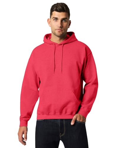 Image of Gildan Men's Heavy Blend Drawcord Hooded Sweatshirt, Safety Pink