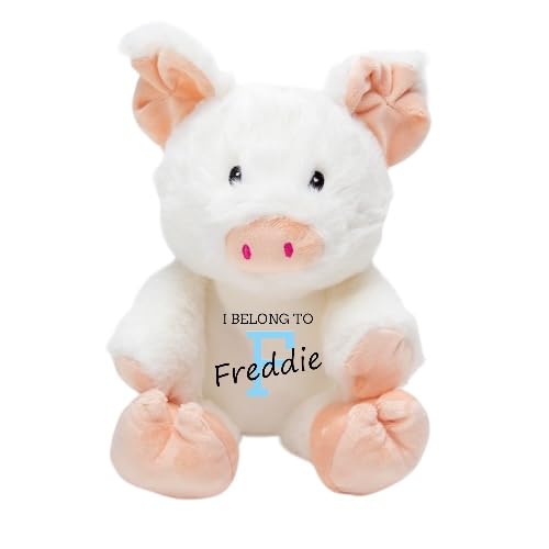 Personalised Soft Toy Teddy | Cow Monkey Unicorn Tiger Giraffe Elephant Pig Fox Dinosaur Bunny (White Pig)