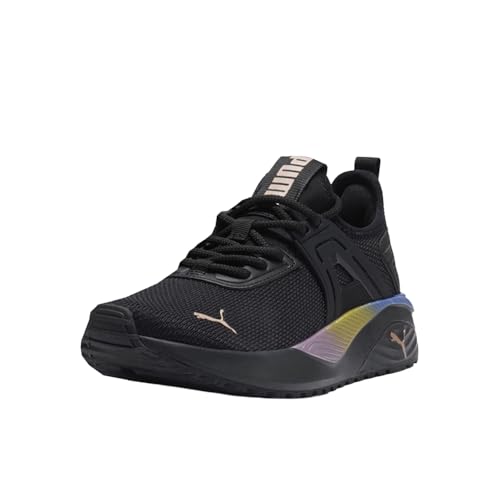 Image of PUMA Kids Girls Pacer 23 Rainbow Road Lace Up Sneakers Shoes Casual - Black