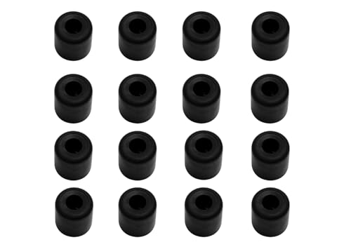 Image of Penn Elcom Small Black Rubber Feet with Steel Washer - Set of 16 | Protective Bumper for Electronics, Cabinets, Cases & Furniture | Anti-Slip, Vibration-Resistant (O - 25.4mm, H - 25.4mm)