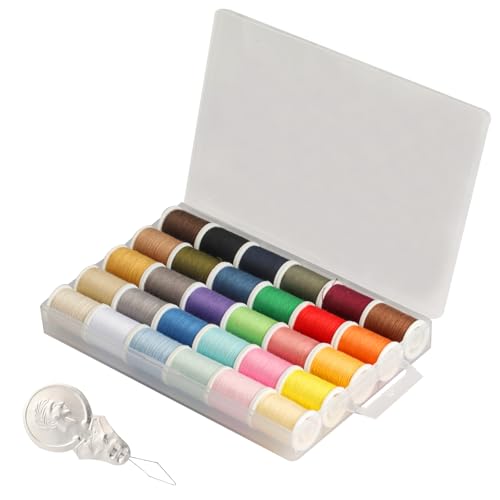Juego de hilos de coser, 30 colores, hilos de coser de poliéster prácticos, juego de hilos multiusos coloridos para enhebrar, ganchillo, hilos de bordado (46 m/50 yardas cada rollo), con 1 enhebrador