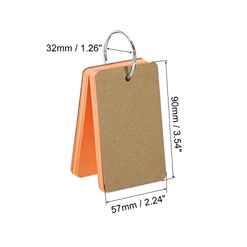 PATIKIL 3.5" x 2" Blank Flash Cards with Rings, 150 Pack Study Cards Index Cards Note Card Pre Hole Punched for Learning Orange - Image 2