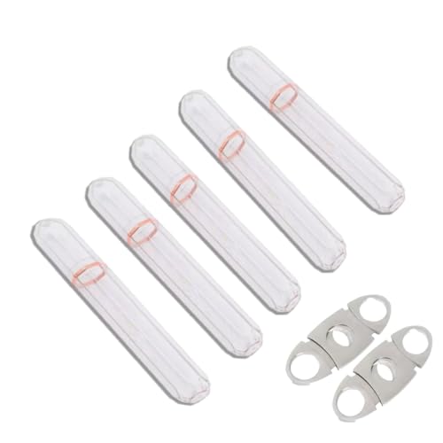 YCYUYUFUNS Cigarrrör och cigarrskärare för resor, akryl enkel cigarrväska Air Taight Crush-Proof förvaringsslangar, håller cigarrerna rena och fräscha