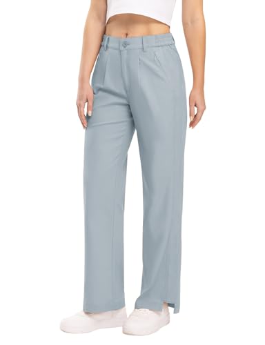 TBMPOY Women's Linen Palazzo Pants High Waisted Work Business Casual Dress Pants Wide Leg Lounge Trousers with Pockets3