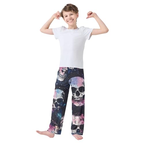 ZZXXB Galaxy Skull Boys Long Pants Soft Trousers Elastic Waist Kids Lounge Bottoms with Pockets S-XL3