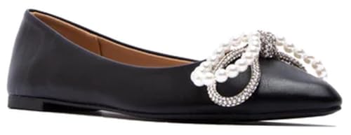 TruFox Women's Ballet Flats Rhinestone Bow Slip on Flat Ballerina Shoes3