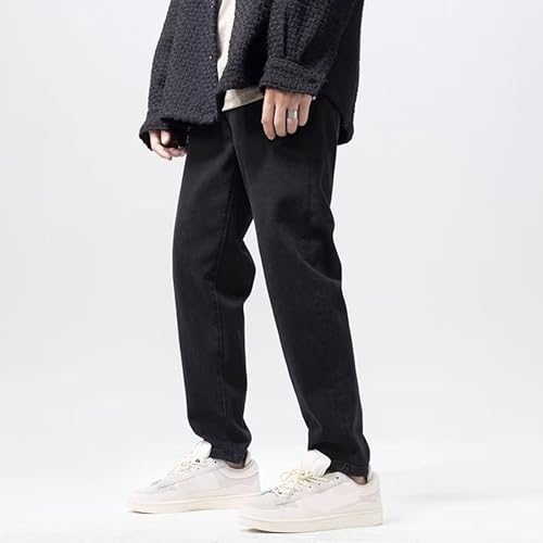 DGHM-JLMY Men's High Waist Loose Jeans Casual Trouser Comfy Sport Long Pant Baggy Straight Leg Denim Pants Trousers2