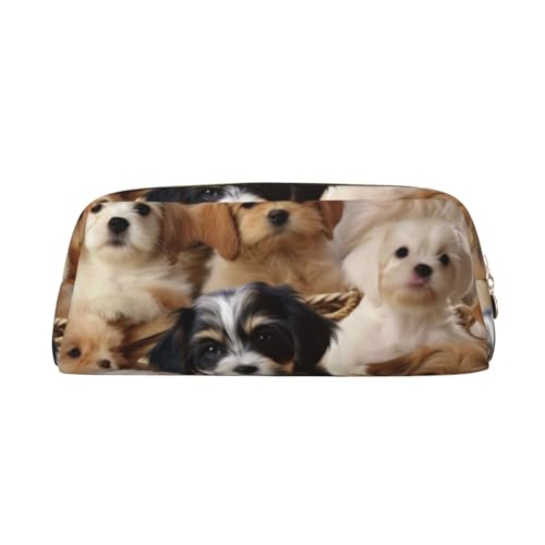 NBSKSDLK かわいいペット 犬 メイクバッグ レディース メンズ ペンシルポーチ 旅行 小型 コスメバッグ ファスナー付きトイレタリーバッグ 美的ペンバッグ トレンディな収納バッグ レザーコインポーチ 財布, ゴールド, One Size