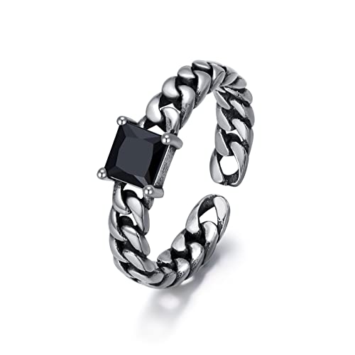 Bague onyx noir femme argent 925 vintage au style gothique et oxydé unique