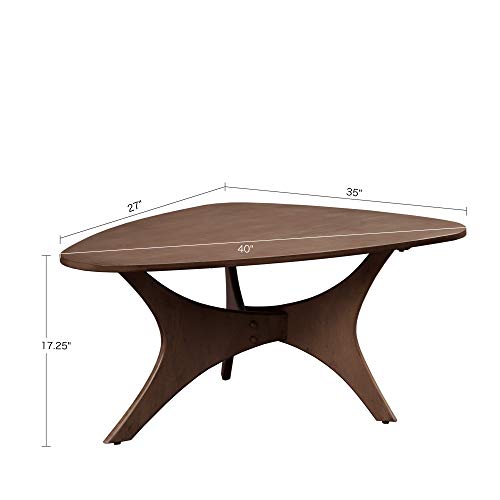 Image of INK+IVY Blaze Triangle Wood Coffee Table Plywood with Wood Veneer Legs, Mid-Century Modern, Easy Assembly, Accent Furniture For Living Room, Minimalist Decor, Brown