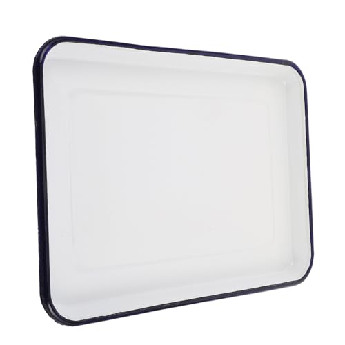 OUNONA Retro Rectangle Baking Pan Heat Resistant Easy to Clean Capacity for Cakes Cookies and Grilling Stylish Kitchen Food Serving Dish White