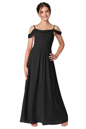 Cold Shoulder Junior Bridesmaid Dresses for Wedding Backless Chiffon Flower Girl Dress Sleeveless Long Formal Dress