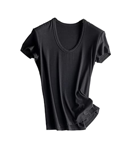 T-shirt en soie col en U anti-transpiration : confort thermique taille L en noir