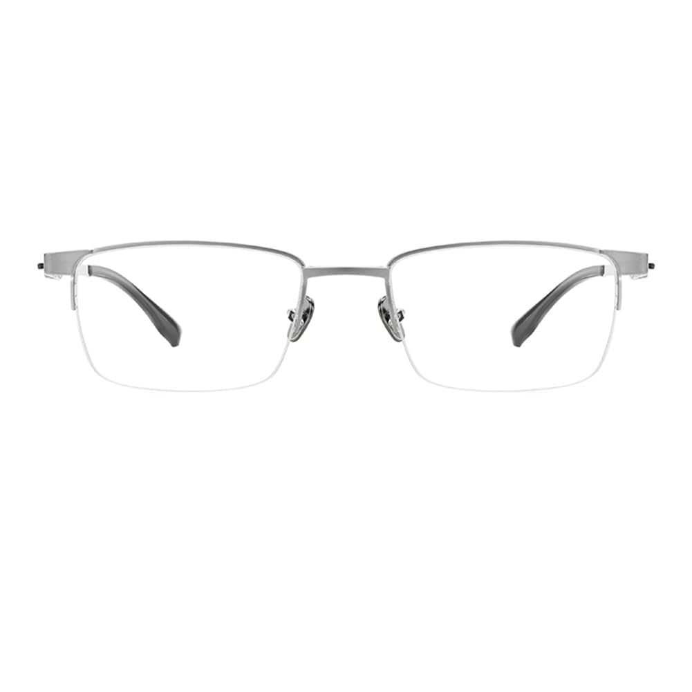 EYEphd Gafas de Lectura para Hombre de Titanio Puro HD Anti luz Azul, monturas de Negocios Lentes de Resina asférica/Resistentes a la radiación Lectores,Plata,+2.75