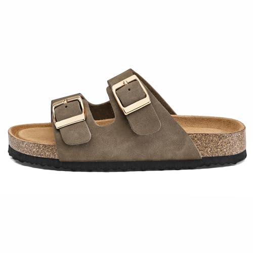 Image of K KomForme Kid Sandals Boy Girl Cork Footbed Slide with Adjustable Strap | Open-toe, Comfort