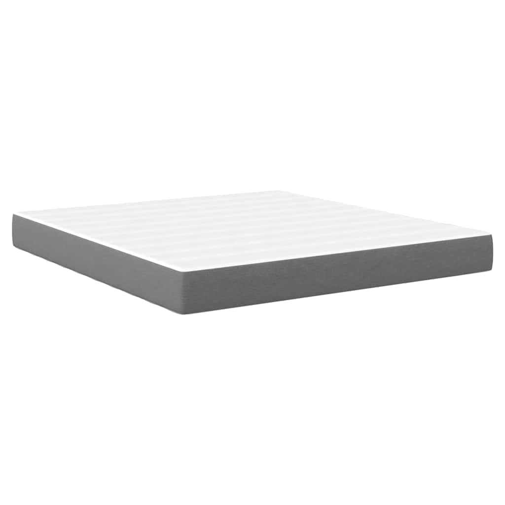 Colchón de cama con colchón gris claro, 180 x 200 cm, funda de tela, marco de madera, núcleo de muelles ensacados, diseño moderno, tamaño Super King Size