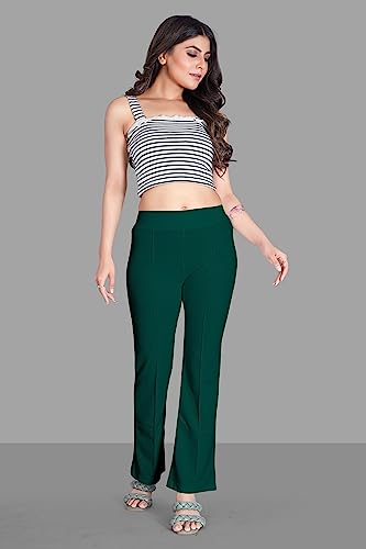Image of Women's High Waist Bell Bottom Trouser, Elastic Flared Bootcut Pants