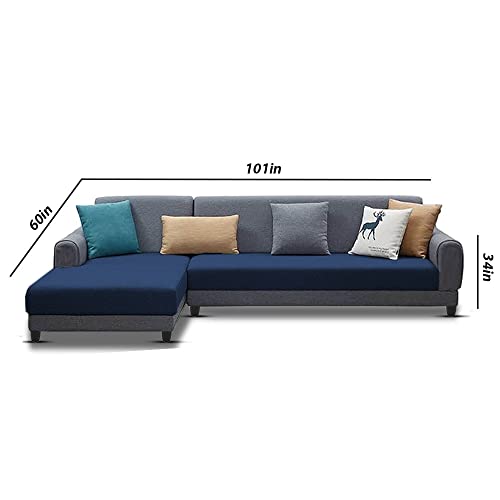 Image of Kraven LHS 6 Seater L Shape Sofa Set for Living Room (Blue Grey Fabric)