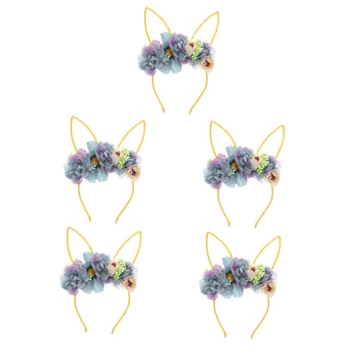 Bandeau Oreilles Lapin pour Fille Serre-tête Souple et Durable Accessoire Fête 5 Pièces