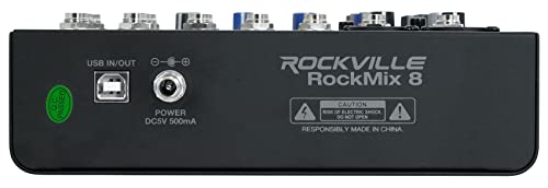 Rockville Rockmix 8 Channel Mixer W Usb Recording Interface+Compressor+Bluetooth #TOP4