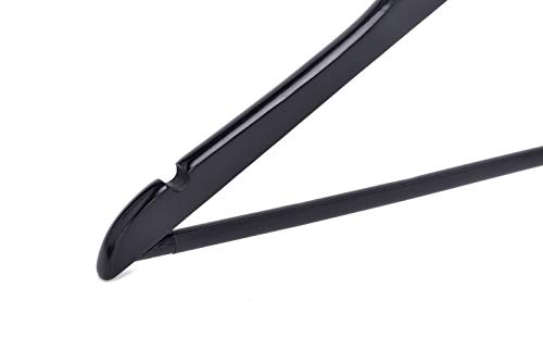 Quality Black Wooden Hangers - Slightly Curved Hanger Set Of 20-Pack - Solid Wood Coat Hangers With Stylish Chrome Hooks - Heavy-Duty Clothes, Jacket, Shirt, Pants, Suit Hangers (Black-Gold Hook, 20) #TOP5