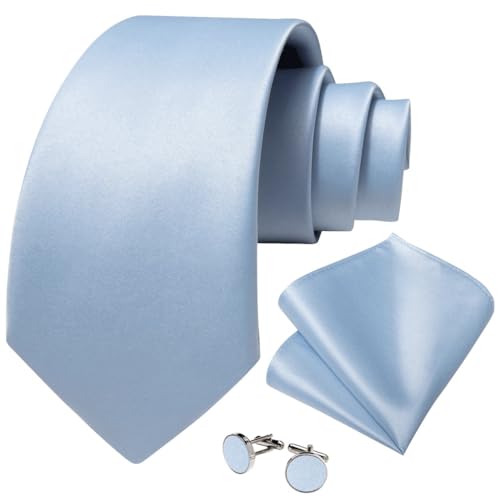 Corbata de seda para hombres, set con pañuelo y gemelos