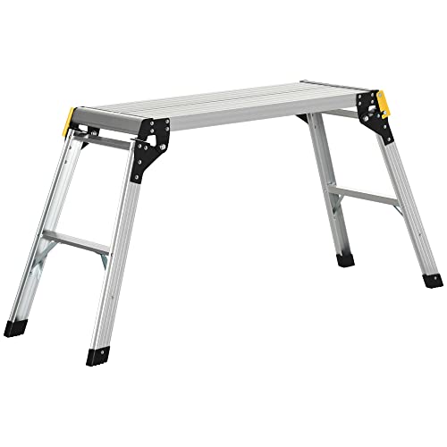DURHAND Plataforma de Trabajo Profesional de Aluminio Escalera de Banco Plegable con Base...