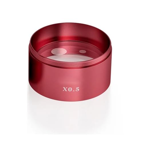 Lente Barlow 0.5X para microscopio estereoscópico binocular color rojo