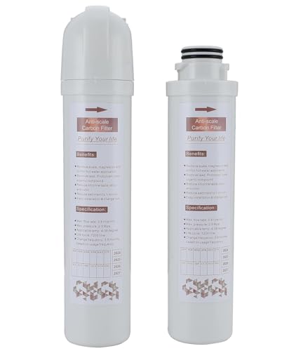 Yamataro 2 Pack Boiling Water Tap Replacement Carbon Filter Water Filter Cartridge Anti-Scale Under Sink Replacement Carbon Rod Filter for Instant Hot Water Tap