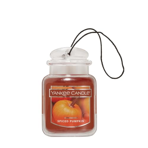 Yankee Candle Car Jar Ultimate Air Freshener Hanging Car Freshener Long Lasting Car Fragrance Spiced Pumpkin (Pack of 1)