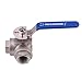 DERNORD 3-Way Ball Valve, T Mounting Pad, Stainless Steel 304 Female Type with Vinyl Locking Handle (1/2 Inch NPT)