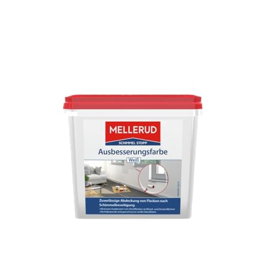 MELLERUD Schimmel Stopp Renovierfarbe – Weiße Dispersionsfarbe gegen Schimmel auf allen Wand- und Deckenflächen, Fliesenfugen u. v. m. im Innenbereich – 1 x 750 ml