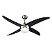 Sulion 072132 Cormoran wentylator sufitowy z 4 łopatkami światła, średnica 122 cm, 3 prędkości, czarny
