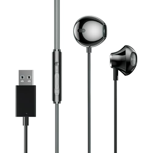 Cuffie da Gioco USB In-Ear con Microfono MEMS, Cuffie USB con per Computer 2,5M, Cancellazione Rumore per PC, PS4, PS5,...