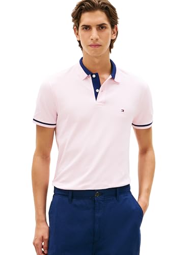 Image of Tommy Hilfiger Men's Short Sleeve Casual Polo Shirts in Regular Fit with Stretch and Contrast Collar Designs