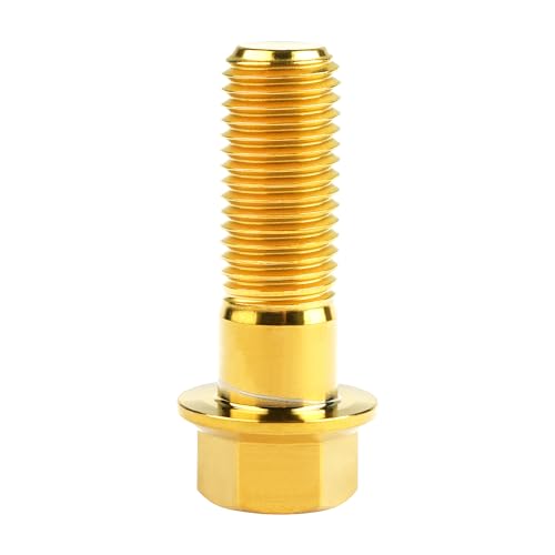 Image of Titanium Bolt M12 30 35 40 45 50 55 60 65 70 75 80 85 90mm Hex Small Flange Head for Motorcycle Car Modification Pack of 4 (M12x35mm Pitch 1.25, Gold)
