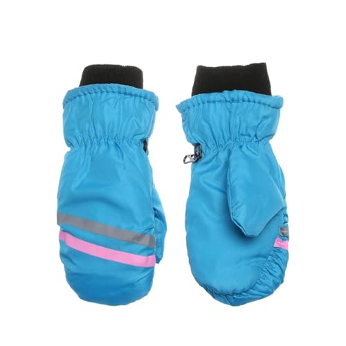 Genérico Guantes 1 Pares for niños Ski Snowboard Impermeable Invierno Snow Gloves Cálidos Guantes de Espesado Mantenga de Manguito de Manga Larga (Color : B Style Blue, Gloves Size : One Size)
