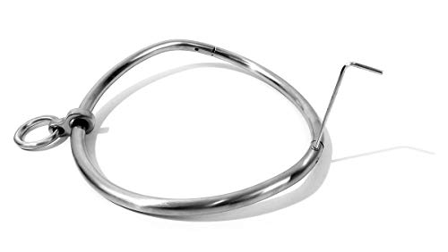 17" Locking Eternity Collar Satin Stainless Curved Neck Choker Collar w/Ring2