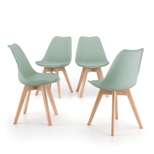 Image of Mobili Fiver, Greta Nordic Style Chairs, Set of 4, Sage Green