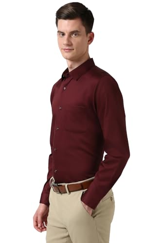 Image of Peter England Men's Satin Solid Regular Fit Formal Shirt | Cotton with Satin Sheen | Luxury